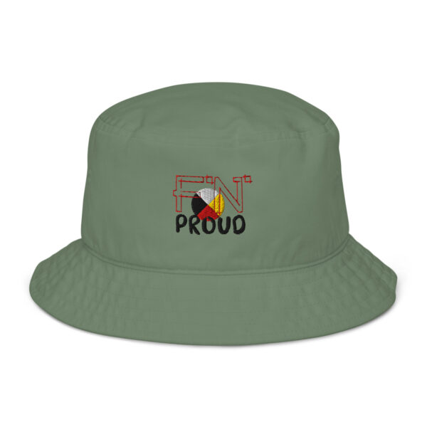 organic-bucket-hat-dill-front-6a21bf6516130.jpg Organic "PROUD" Embroidered Bucket Hat